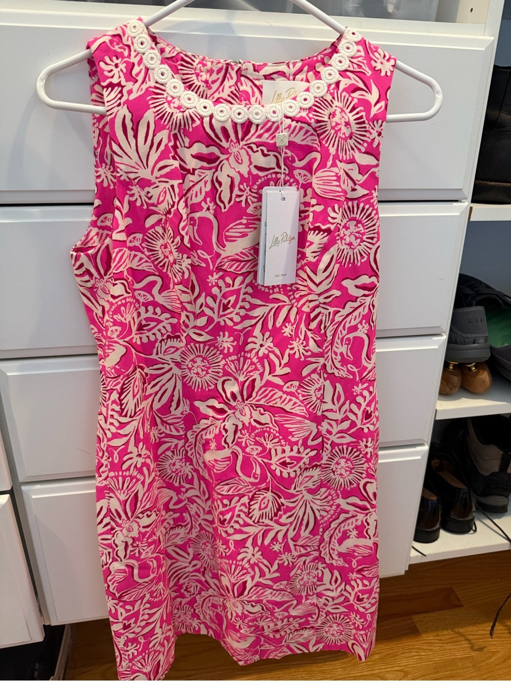 NWT Lilly Pulitzer Pink & Cream Floral Midi Shift Dress